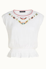 Selly Top Citrine Embroidery - Cream