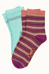 Half Socks 2-Pack Castillo Stripe - Vivid Purple