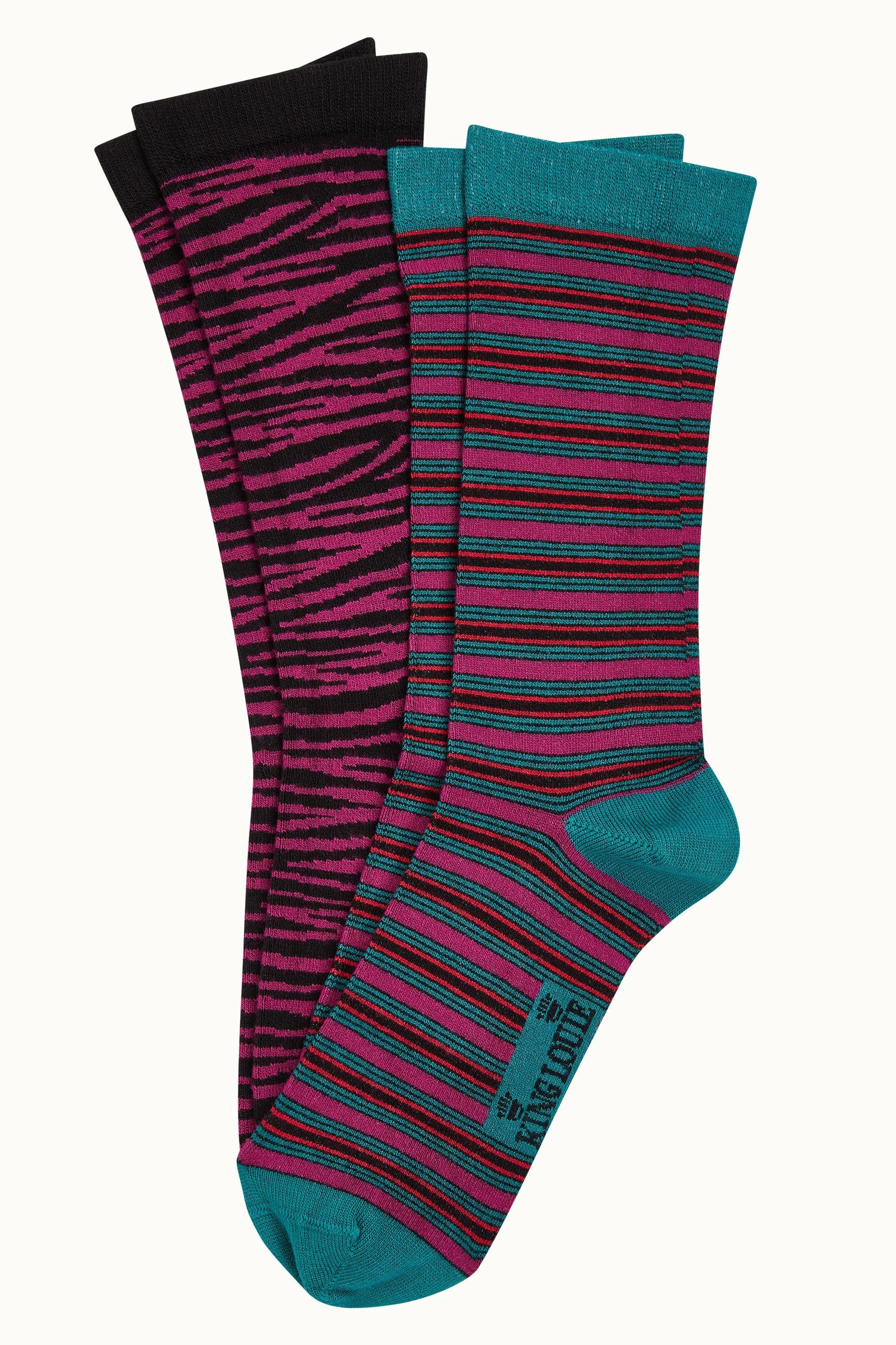 Socks 2-Pack Bee Stripe - Vivid Purple