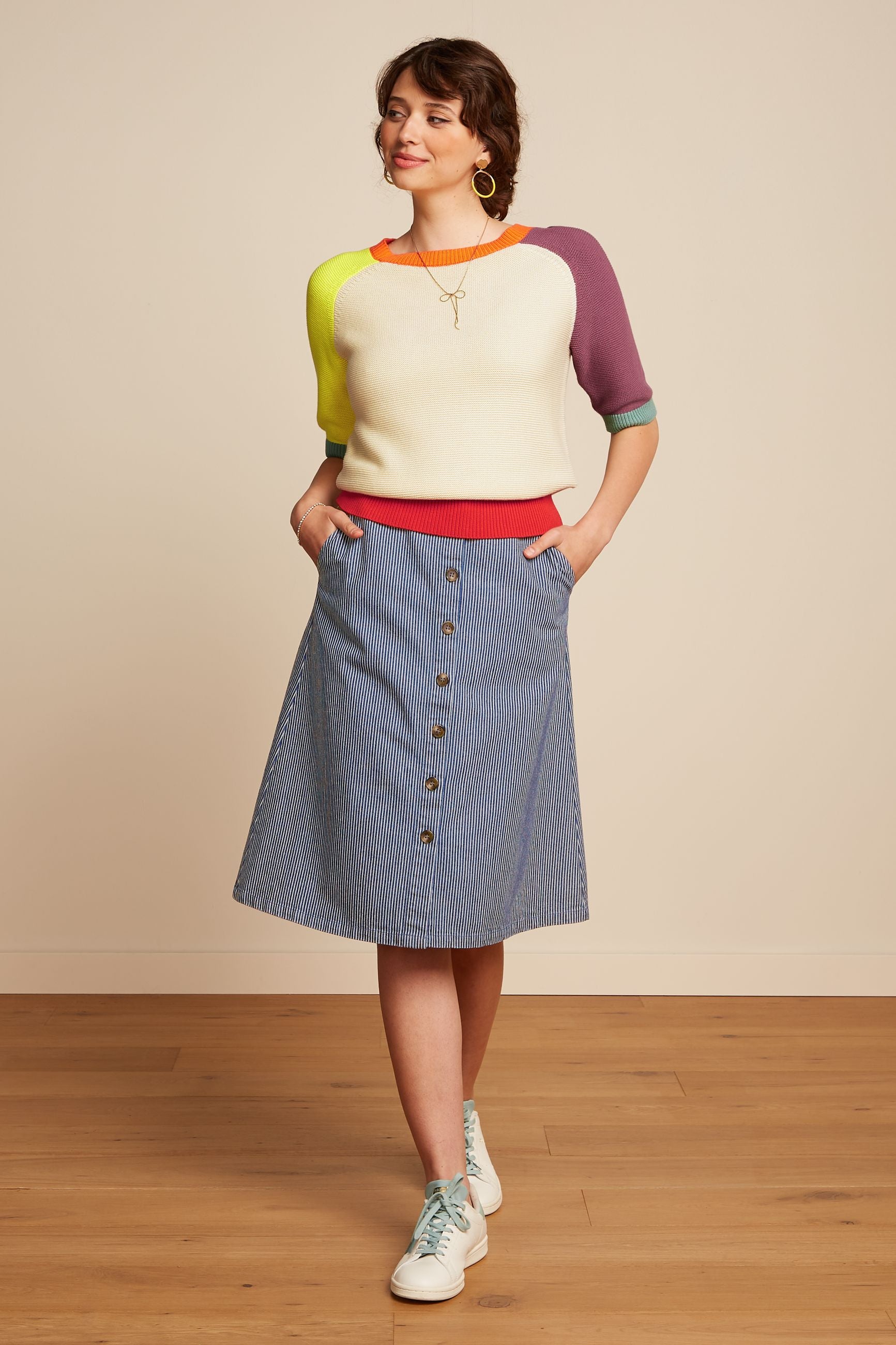 Mary Skirt Osei Stripe - Denim Blue