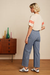 High Waist Pocket Pants Osei Stripe - Denim Blue