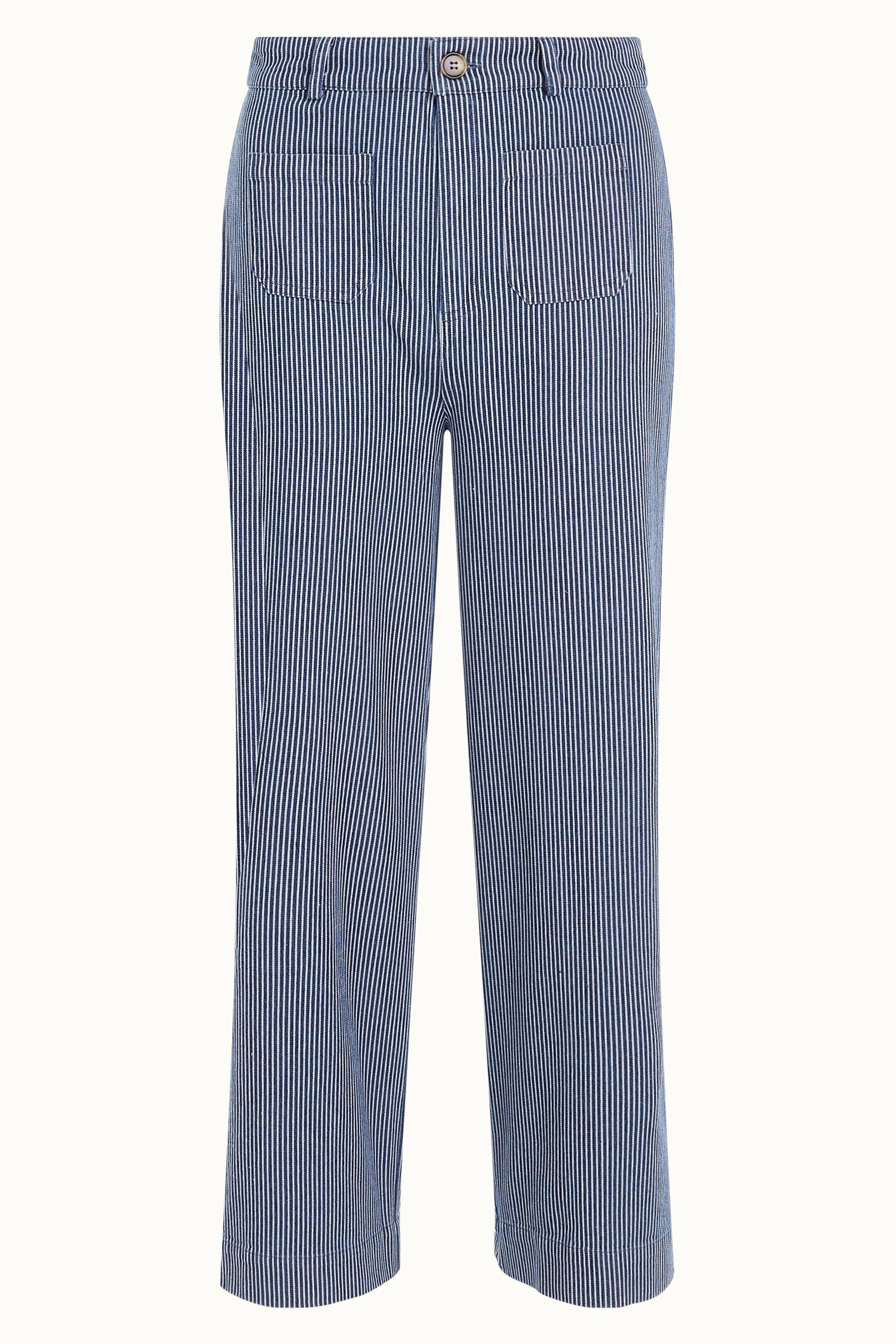 High Waist Pocket Pants Osei Stripe - Denim Blue