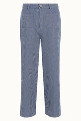 High Waist Pocket Pants Osei Stripe - Denim Blue