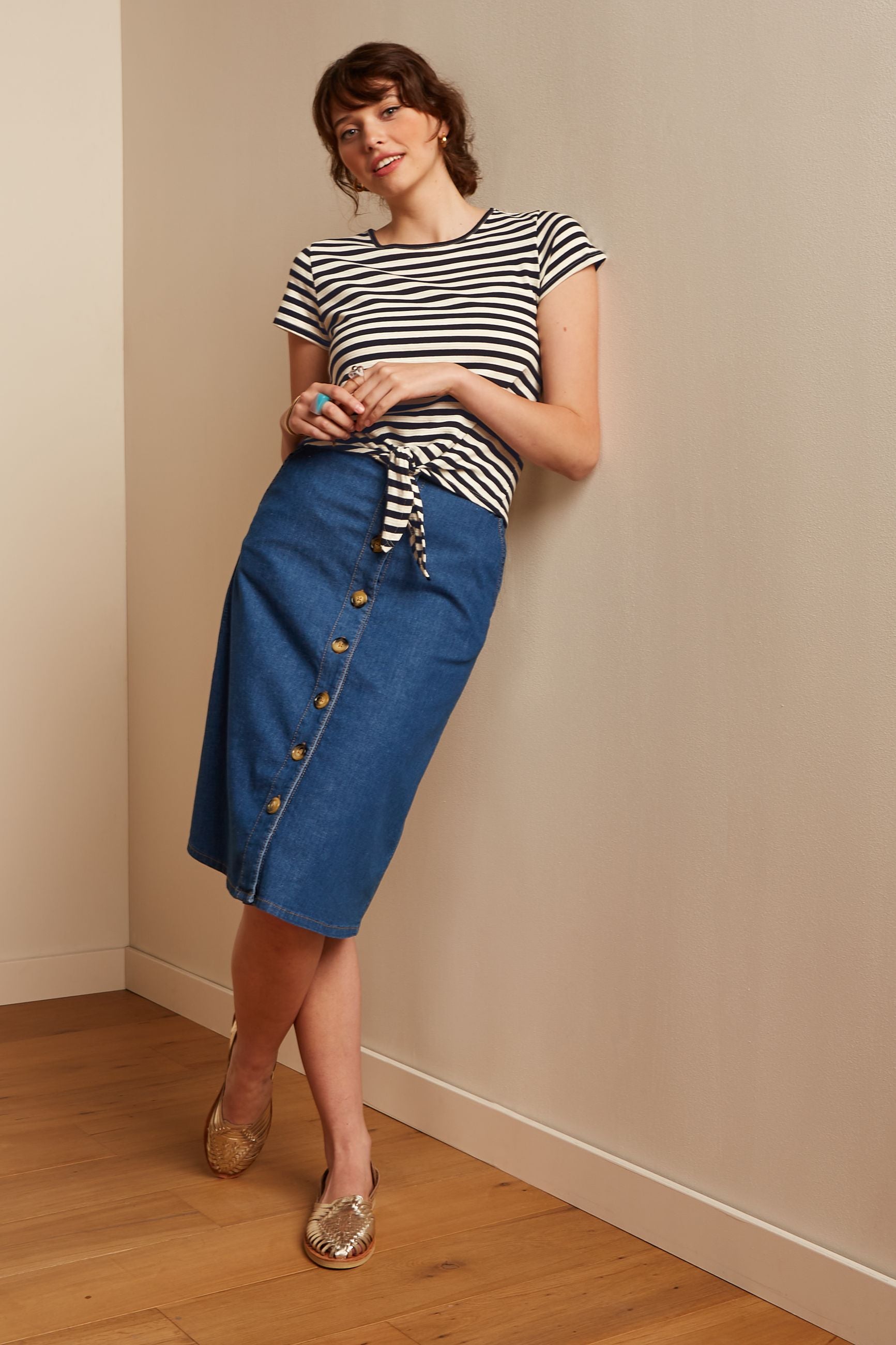 Marie Skirt Chambray - Denim Blue