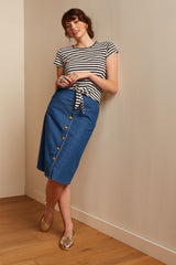 Marie Skirt Chambray - Denim Blue