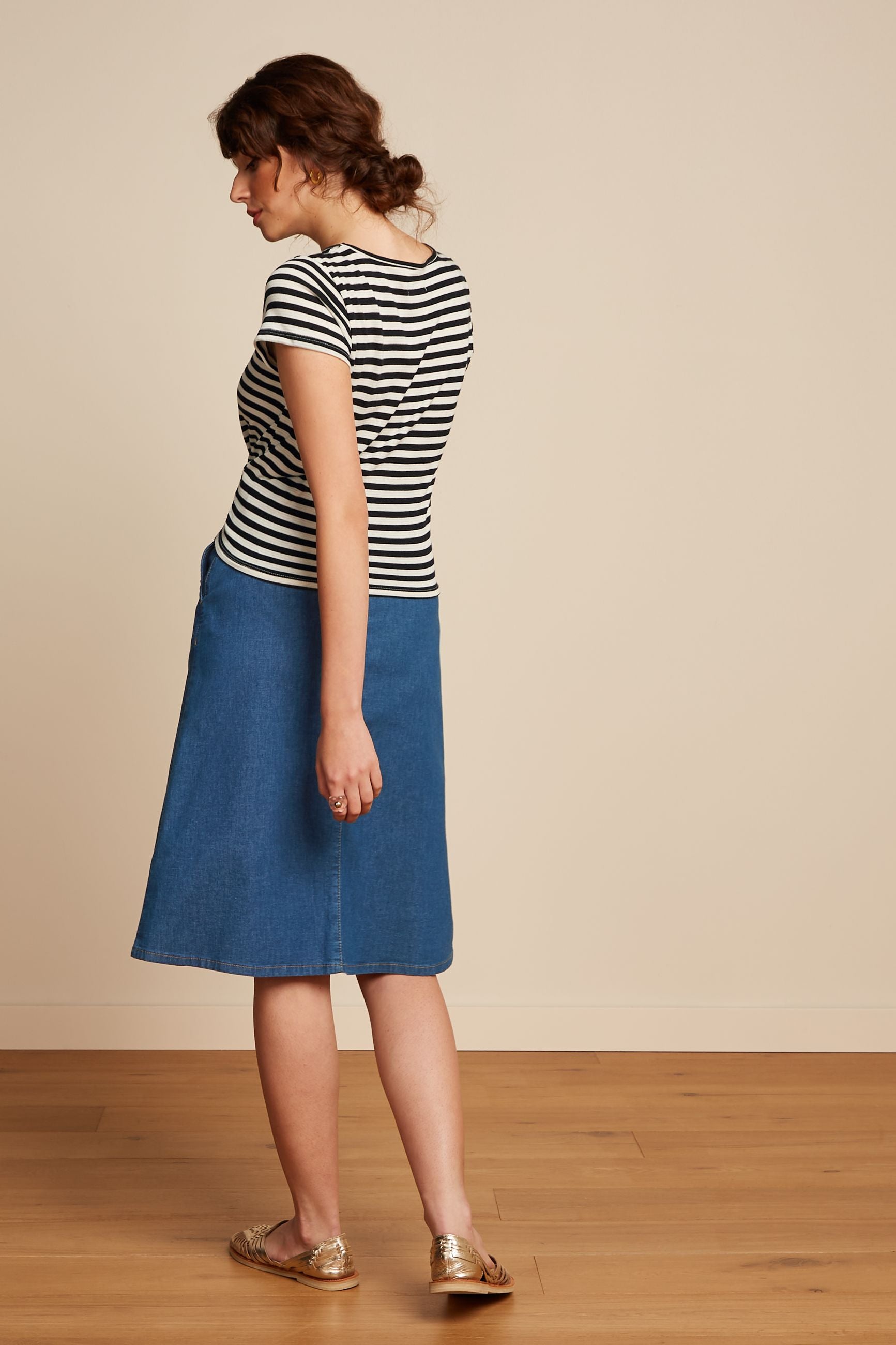 Marie Skirt Chambray - Denim Blue