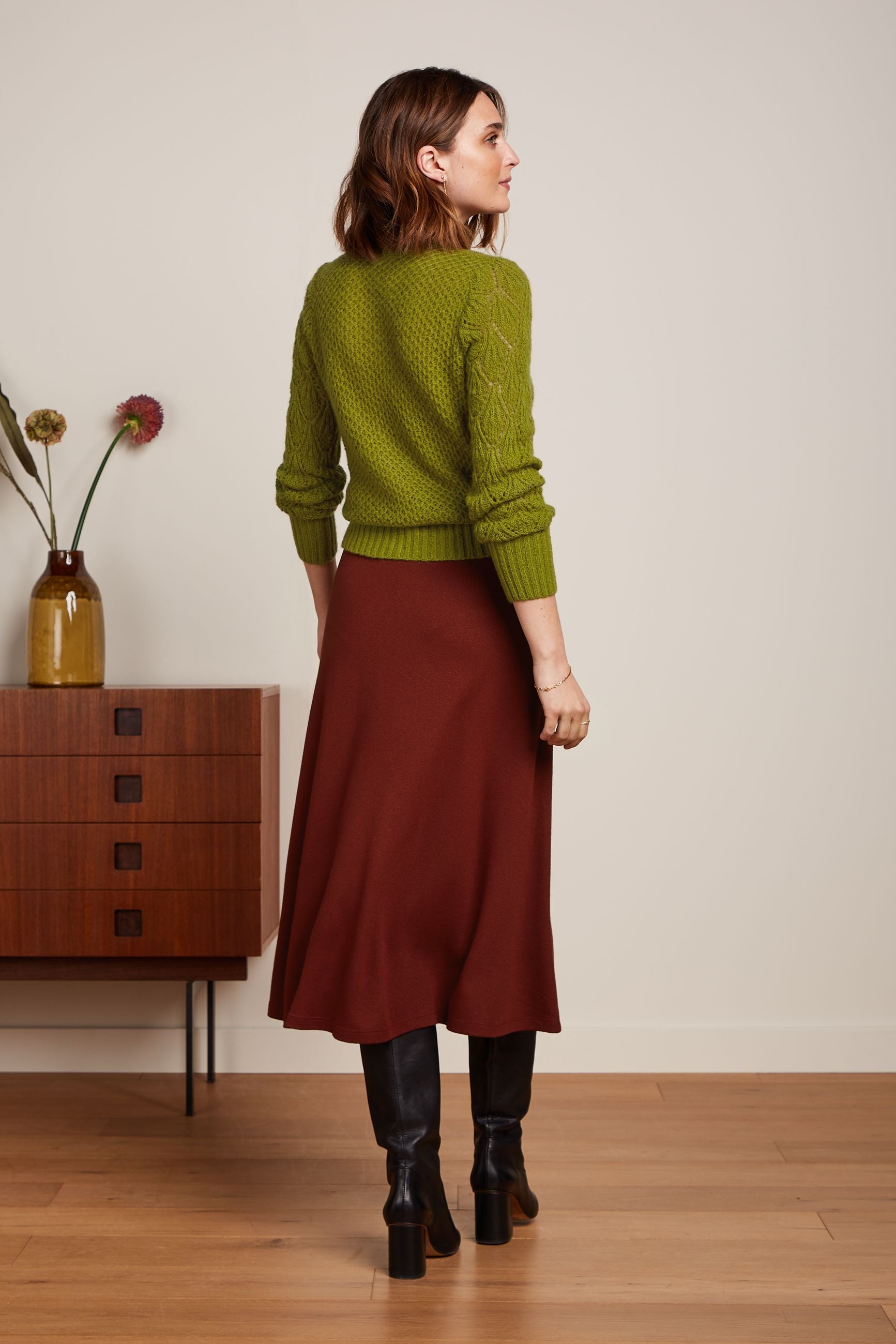 Juno Midi Skirt Milano Crepe - Sandelwood Brown