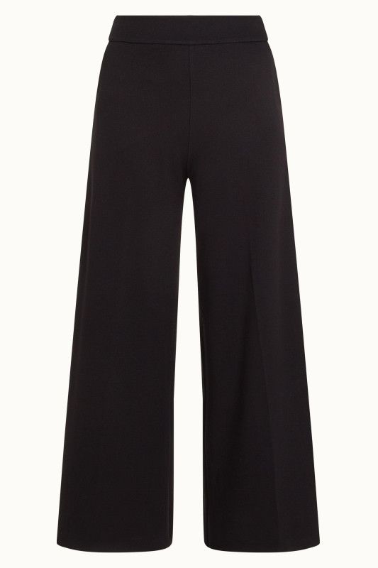 Border Palazzo Cropped Pants Milano Crepe - Black