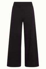 Border Palazzo Cropped Pants Milano Crepe - Black