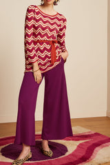 Border Palazzo Cropped Pants Milano Crepe - Caspia Purple