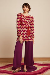 Border Palazzo Cropped Pants Milano Crepe - Caspia Purple