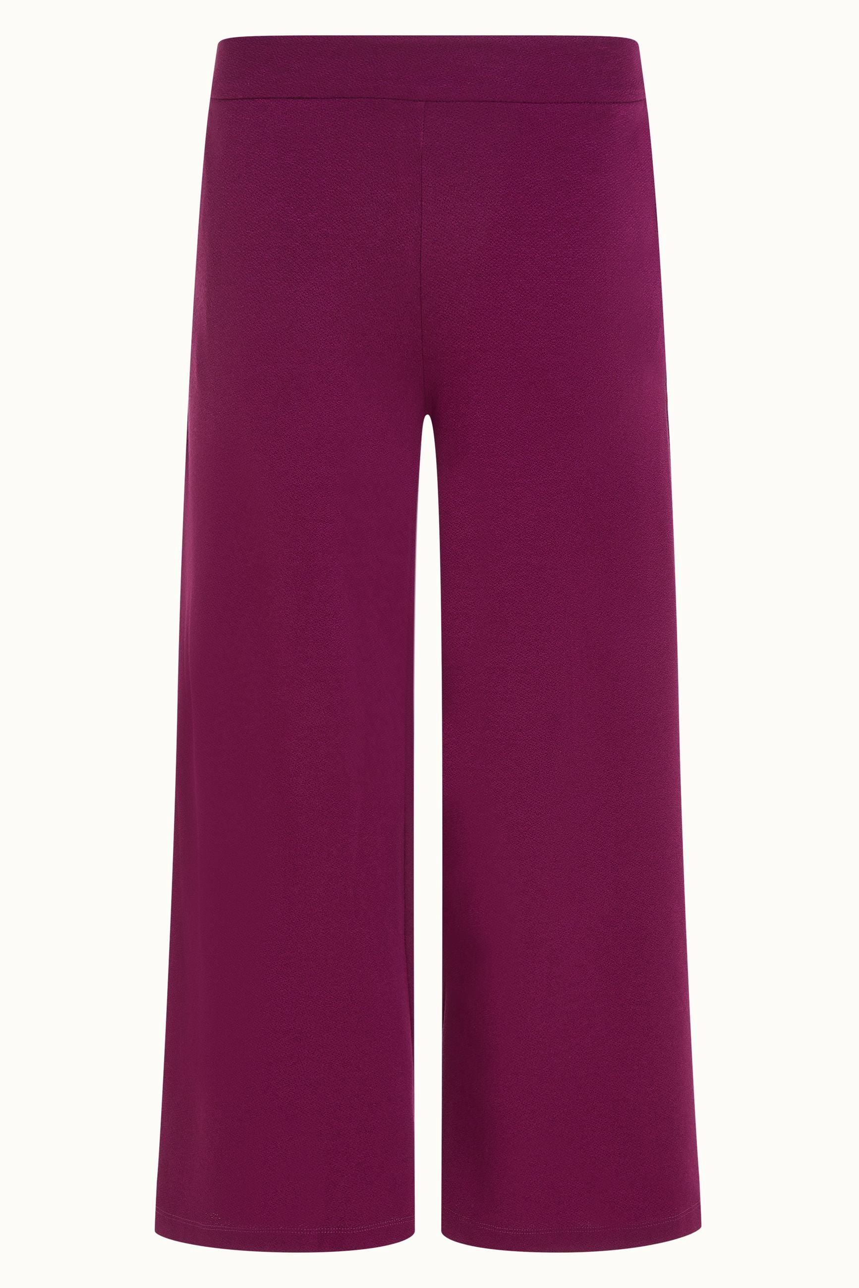 Border Palazzo Cropped Pants Milano Crepe - Caspia Purple