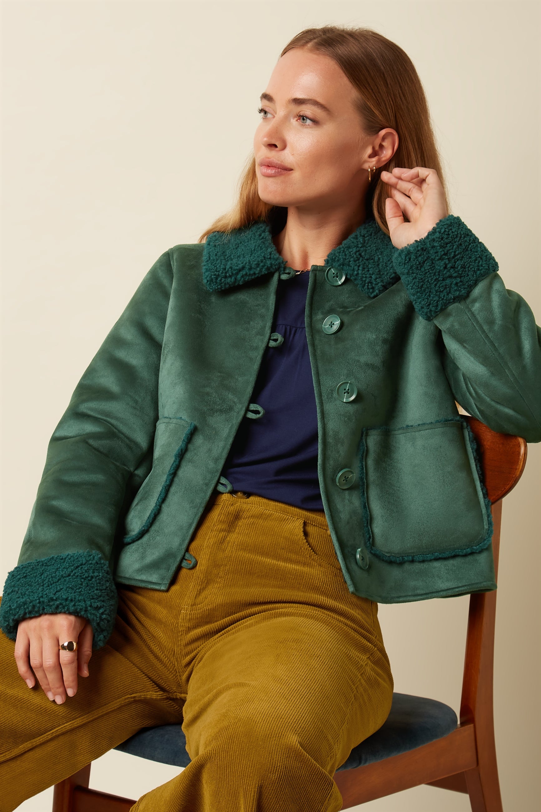Dina Jacket Lammy - Pine Green