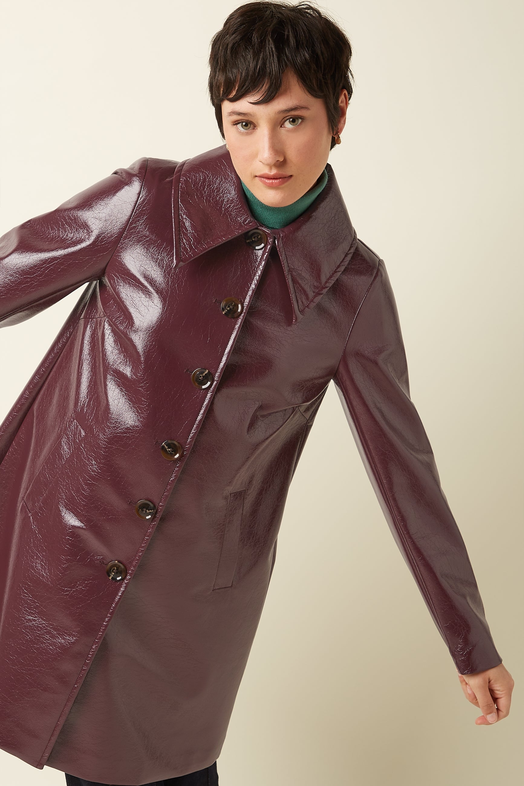 Anais Coat Shine - Bordeaux Red