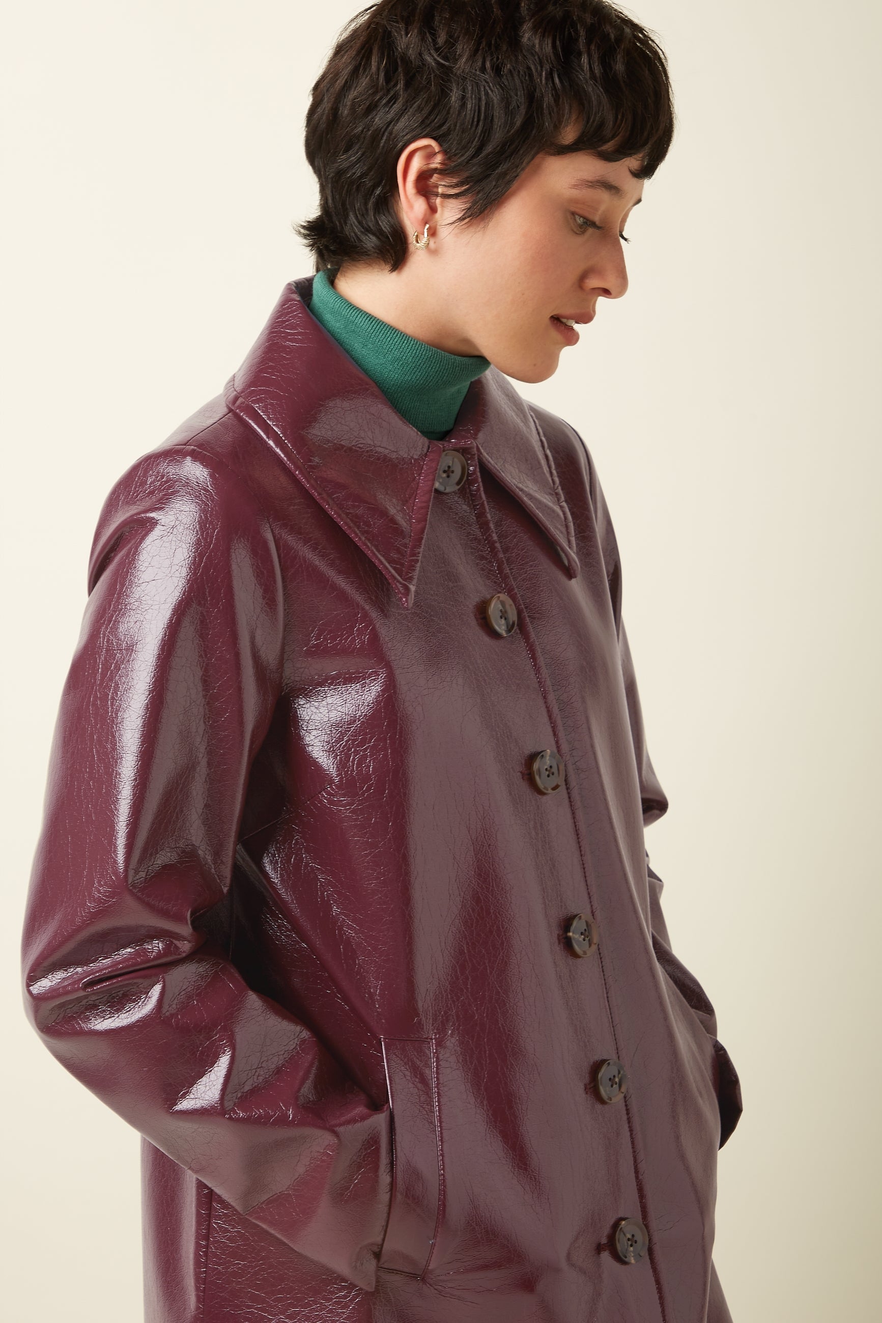 Anais Coat Shine - Bordeaux Red