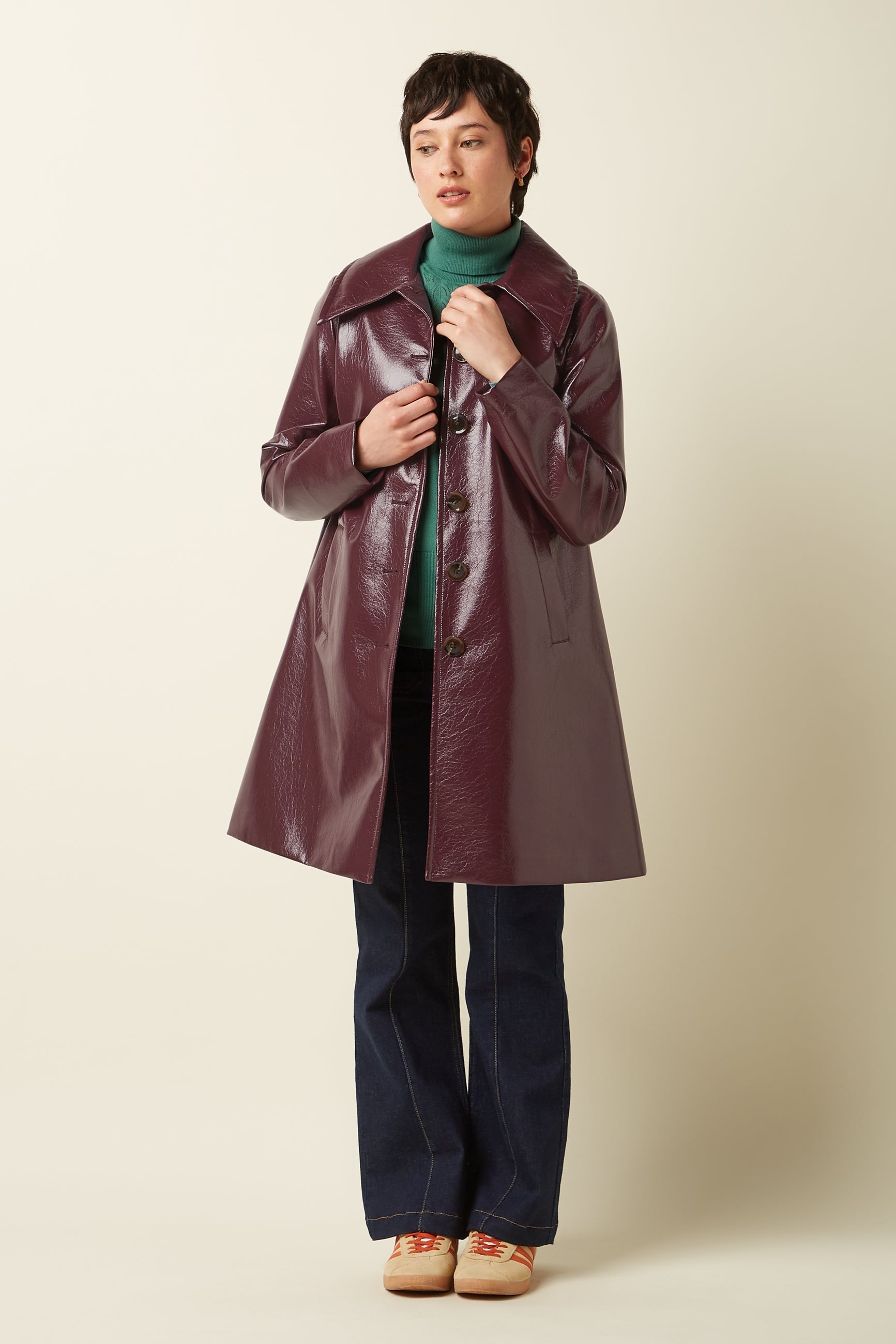 Anais Coat Shine - Bordeaux Red