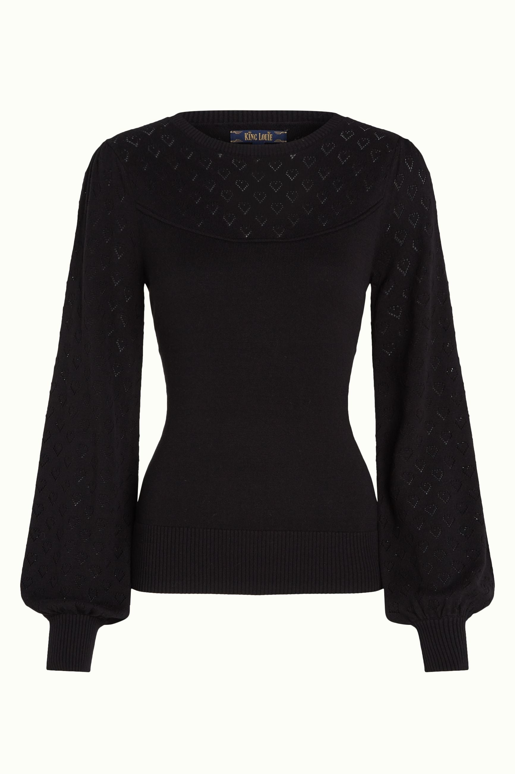 Bell Yoke Top Heart Ajour - Black