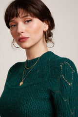 Jeannie Yoke Sweater Farfalle - Pine Green