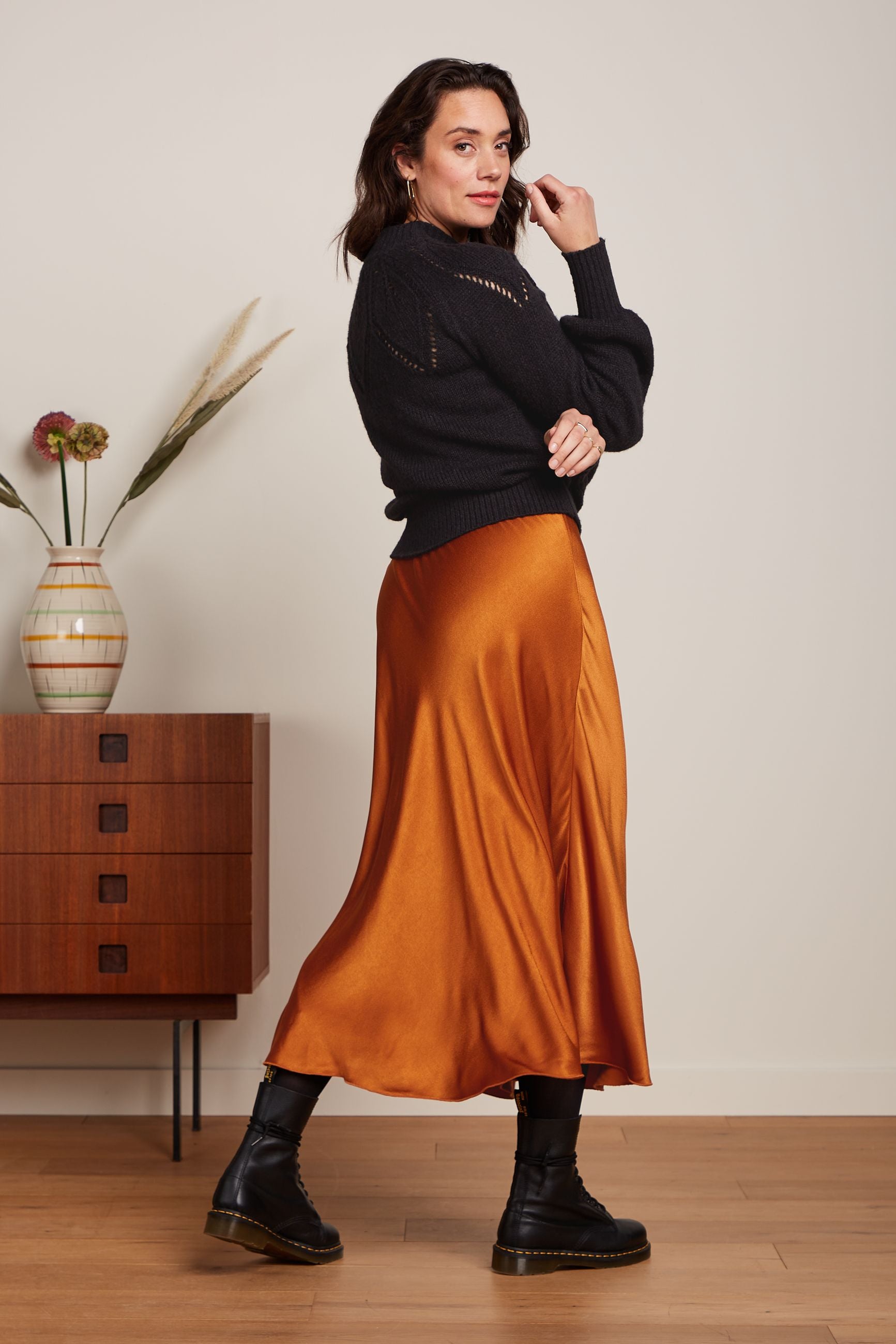 Bibi Skirt Star Satin - Maple Orange