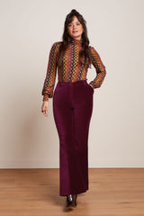 Marcie Flared Pants Uni Fargo - Cabernet Red