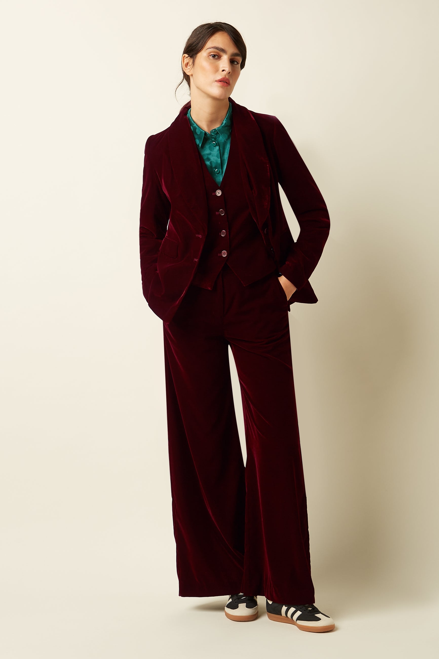 Brooke Blazer Gamine Velvet - Bordeaux Red