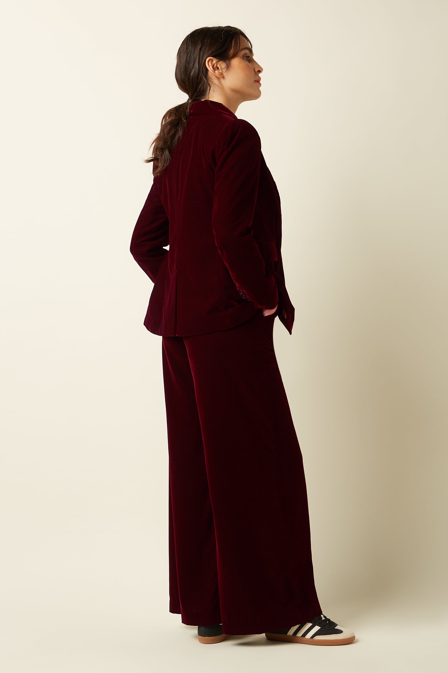 Brooke Blazer Gamine Velvet - Bordeaux Red
