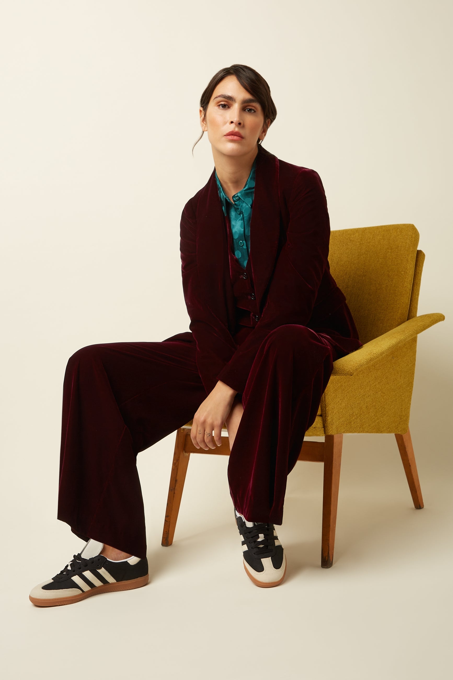 Peppa Pants Gamine Velvet - Bordeaux Red