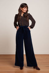 Ava Pants Gamine Velvet - Pond Blue