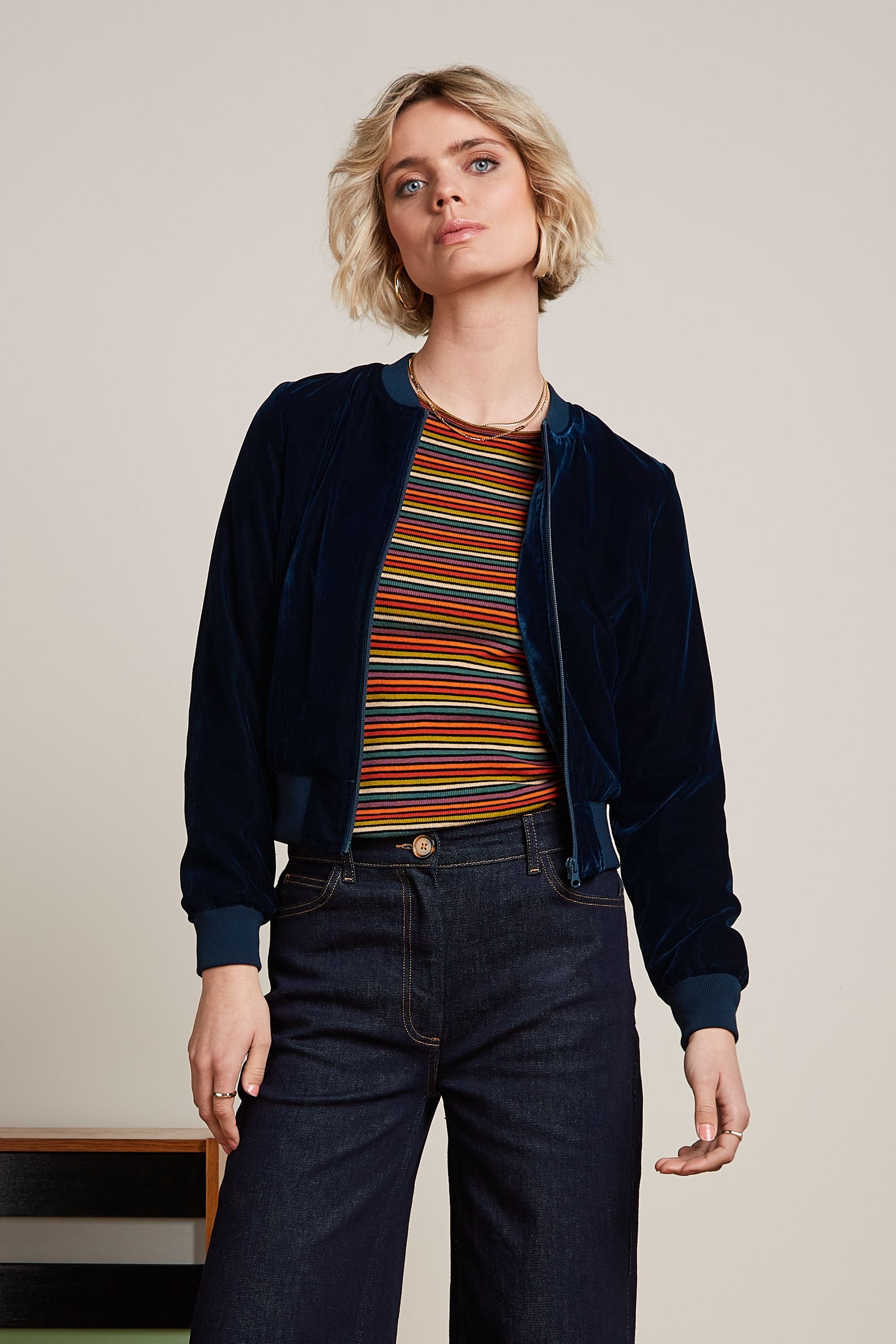 Bessie Jacket Gamine Velvet - Pond Blue