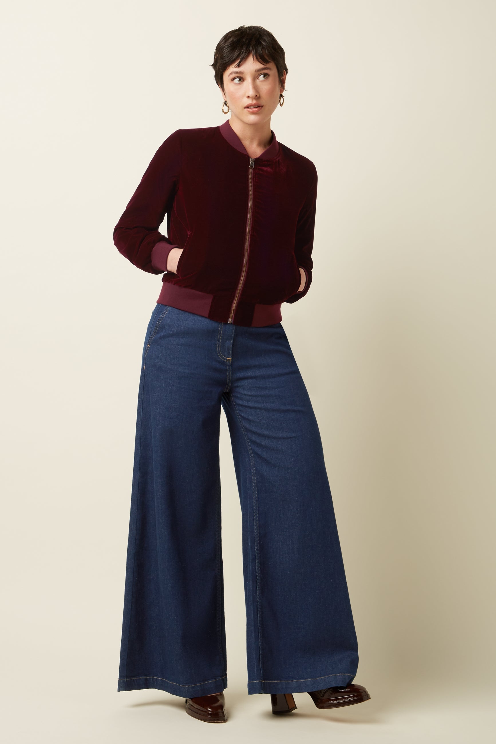 Bessie Jacket Gamine Velvet - Bordeaux Red