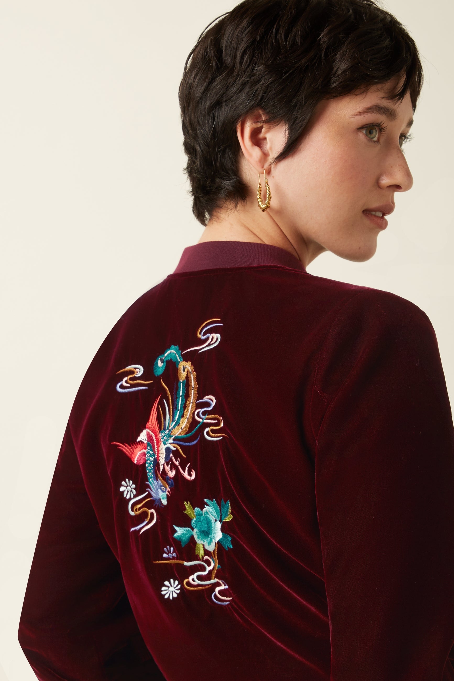Bessie Jacket Gamine Velvet - Bordeaux Red