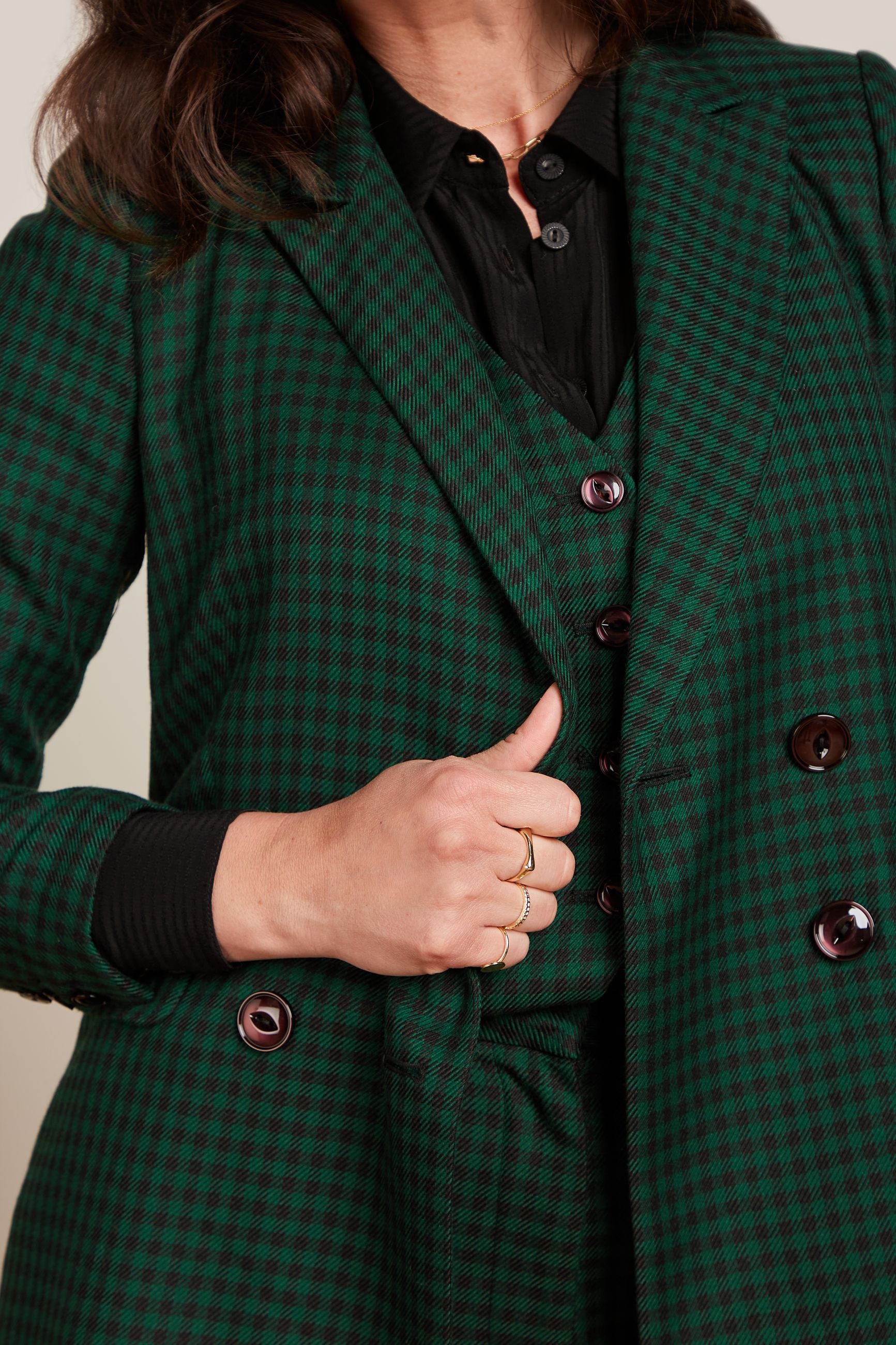 Tina Blazer Norman Check - Avar Green