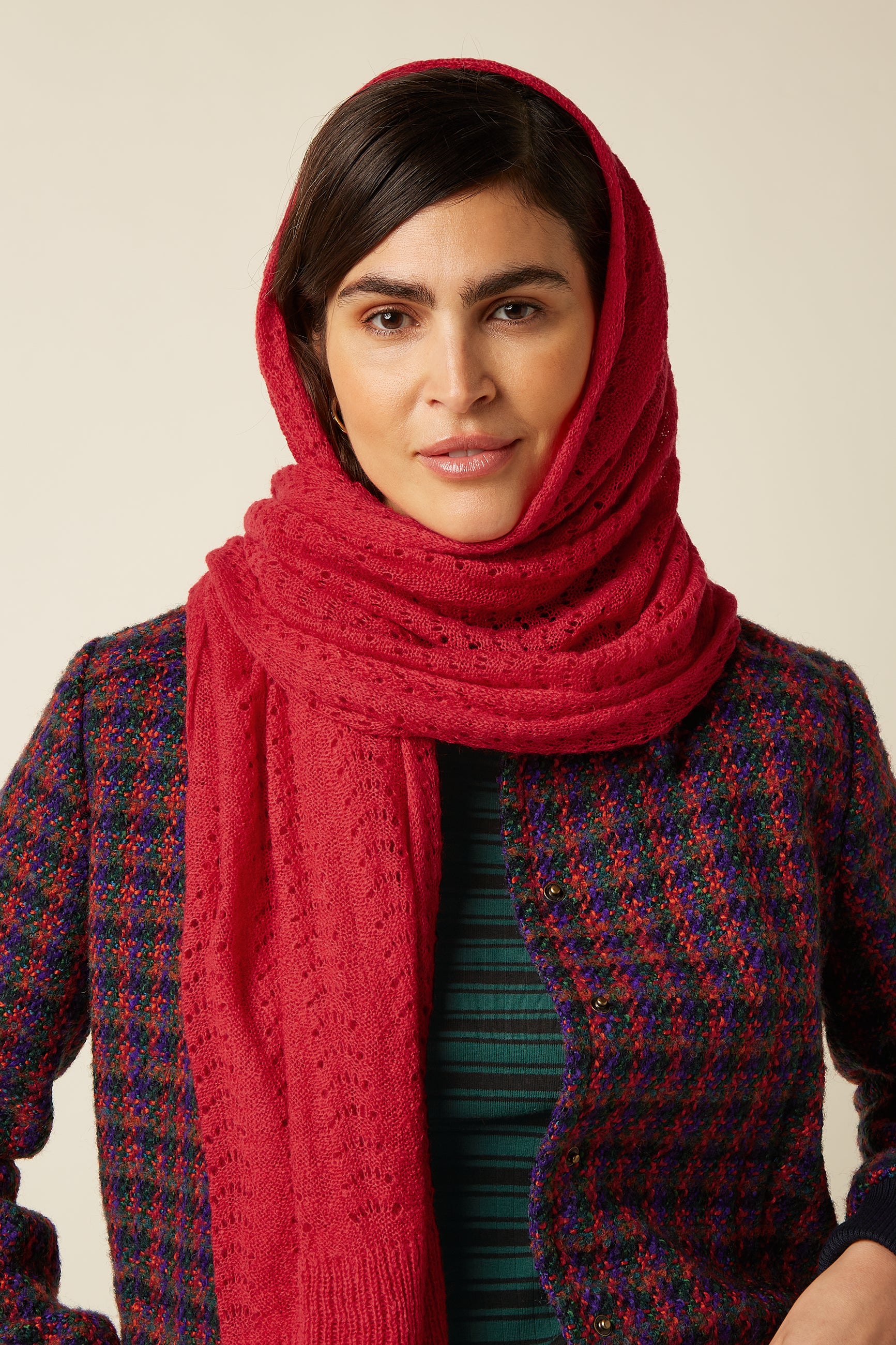 Scarf Ajour Carre - Fire Red