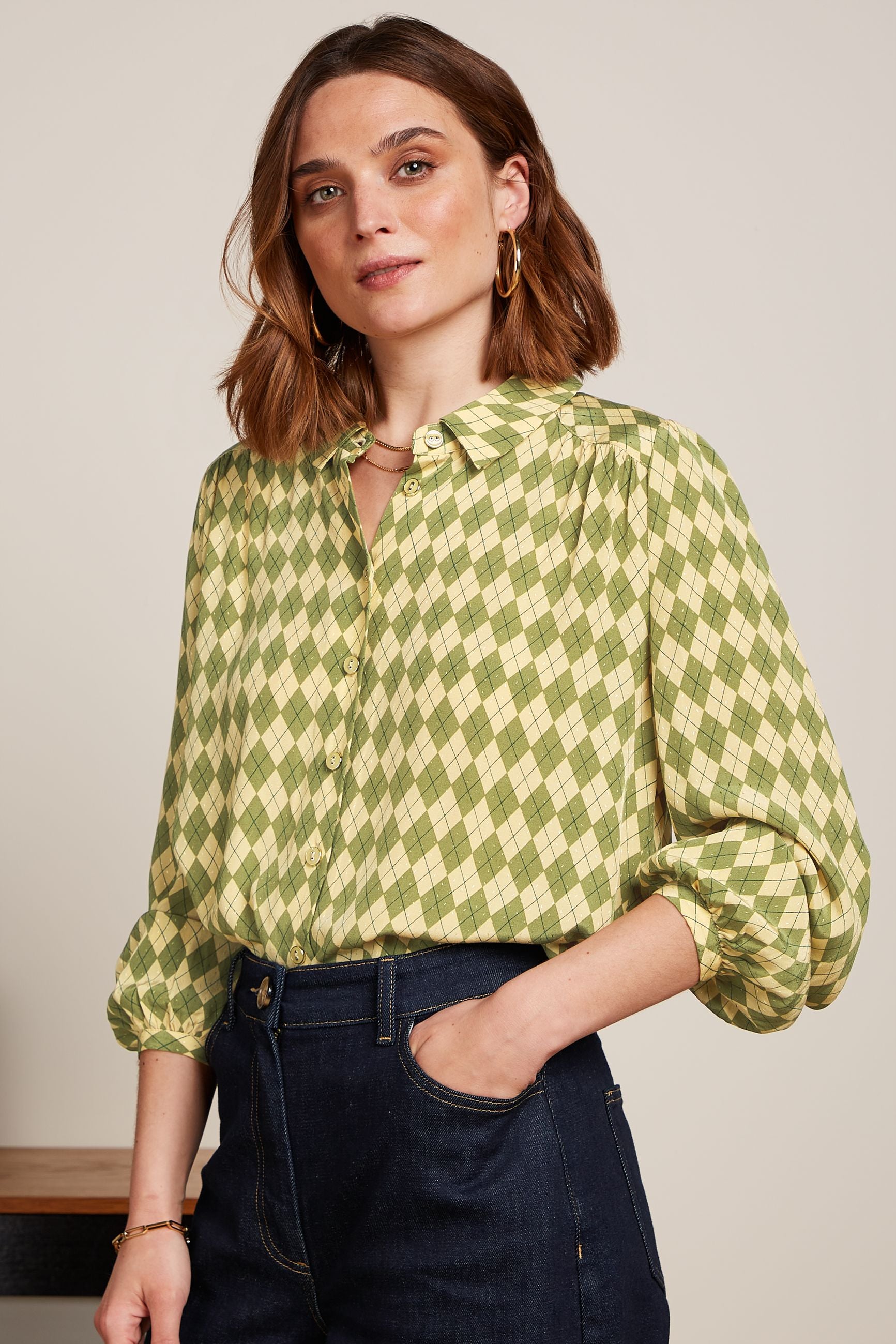 Carina Blouse Farrow - Guacemole