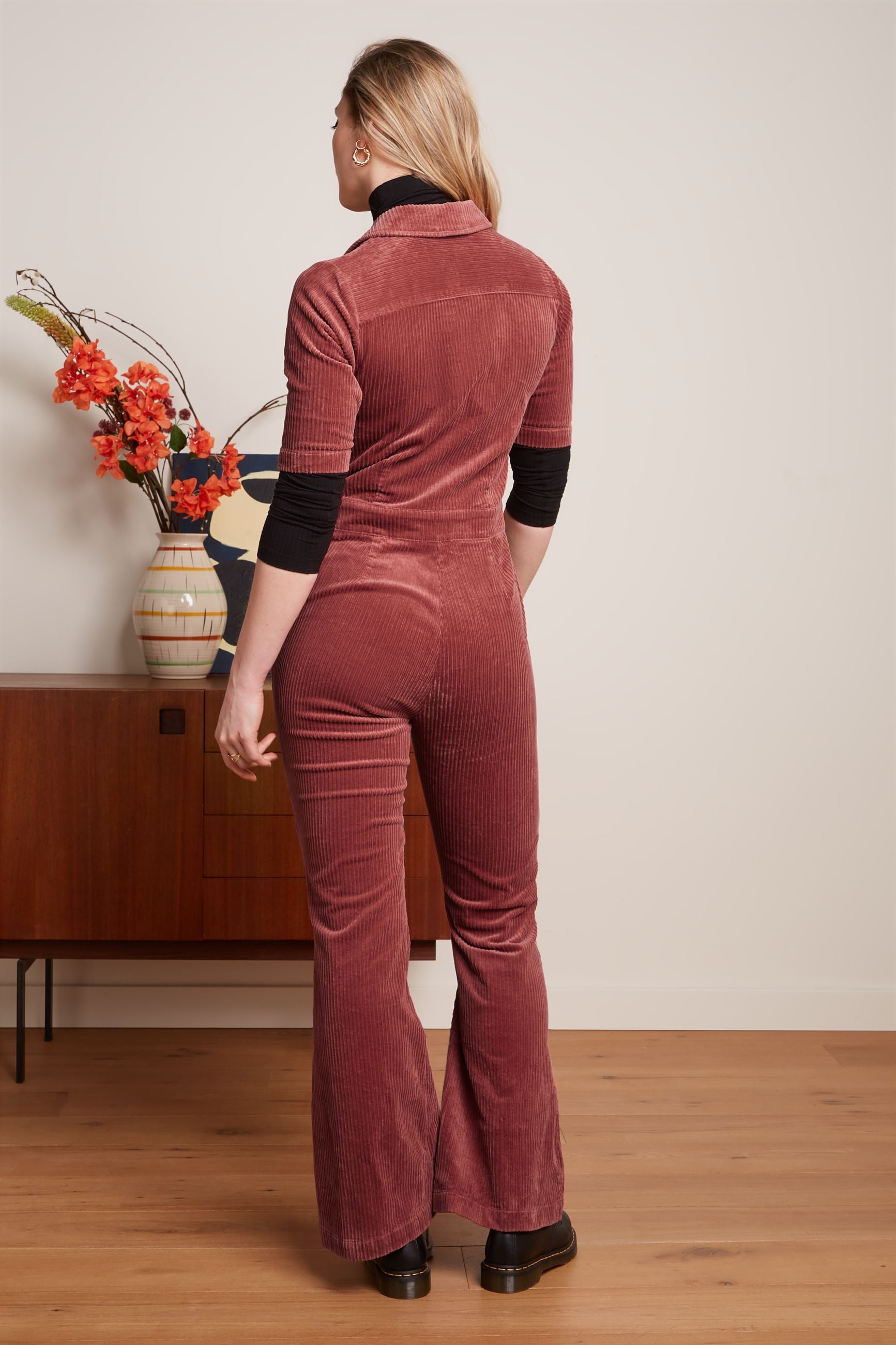 Garbo Flare Jumpsuit Corduroy - Desert Red