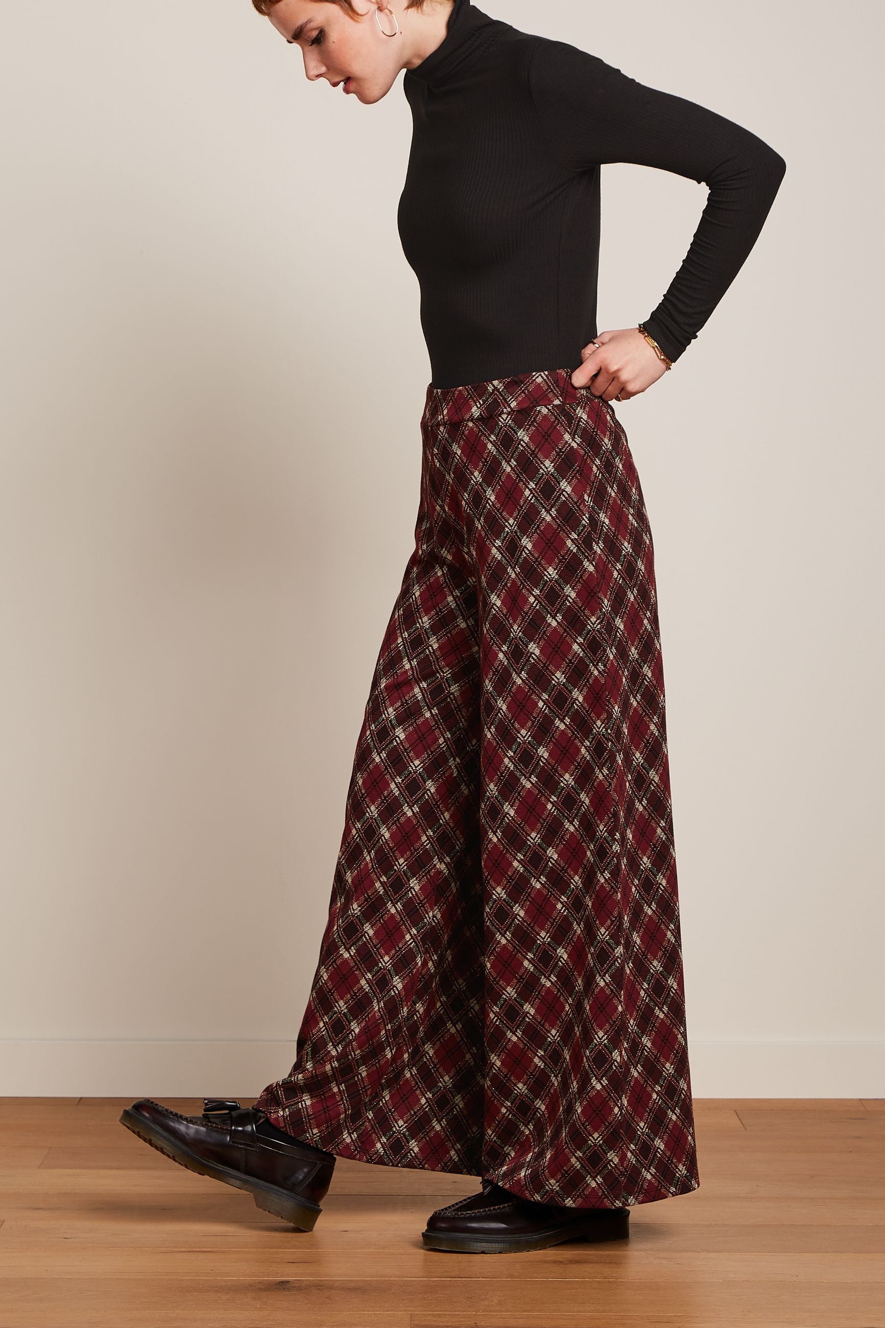 Border Palazzo Pants Riley Jacquard - Cabernet Red