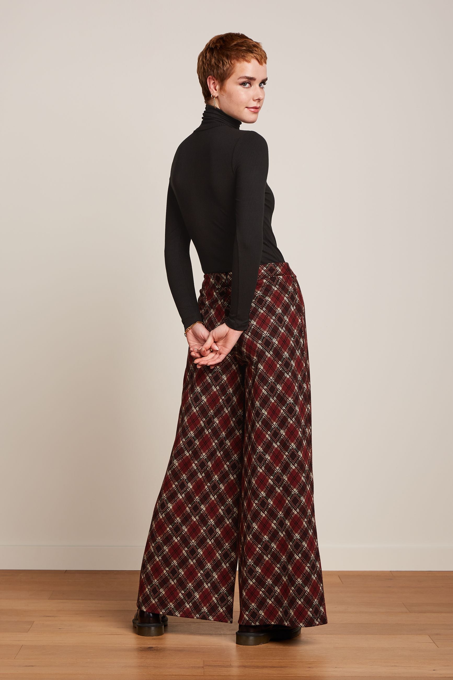 Border Palazzo Pants Riley Jacquard - Cabernet Red