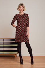 Mona Dress Riley Jacquard - Cabernet Red