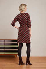 Mona Dress Riley Jacquard - Cabernet Red