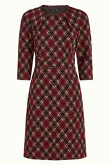 Mona Dress Riley Jacquard - Cabernet Red