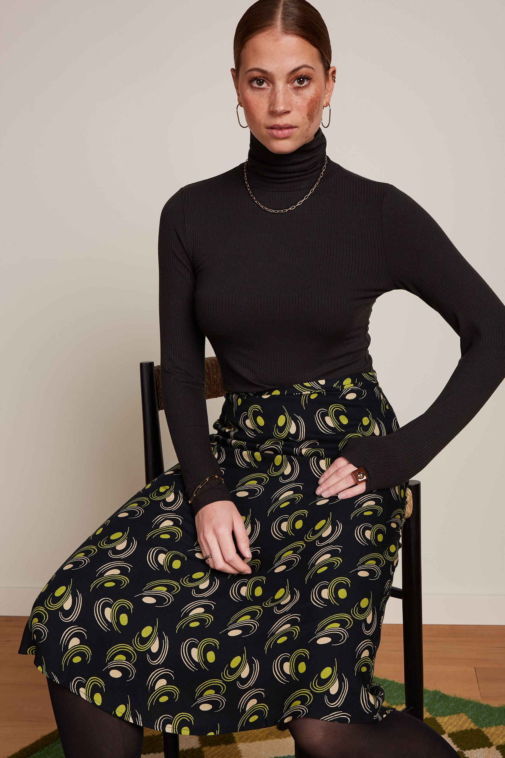 Juno Midi Skirt Beat - Woodbine Green