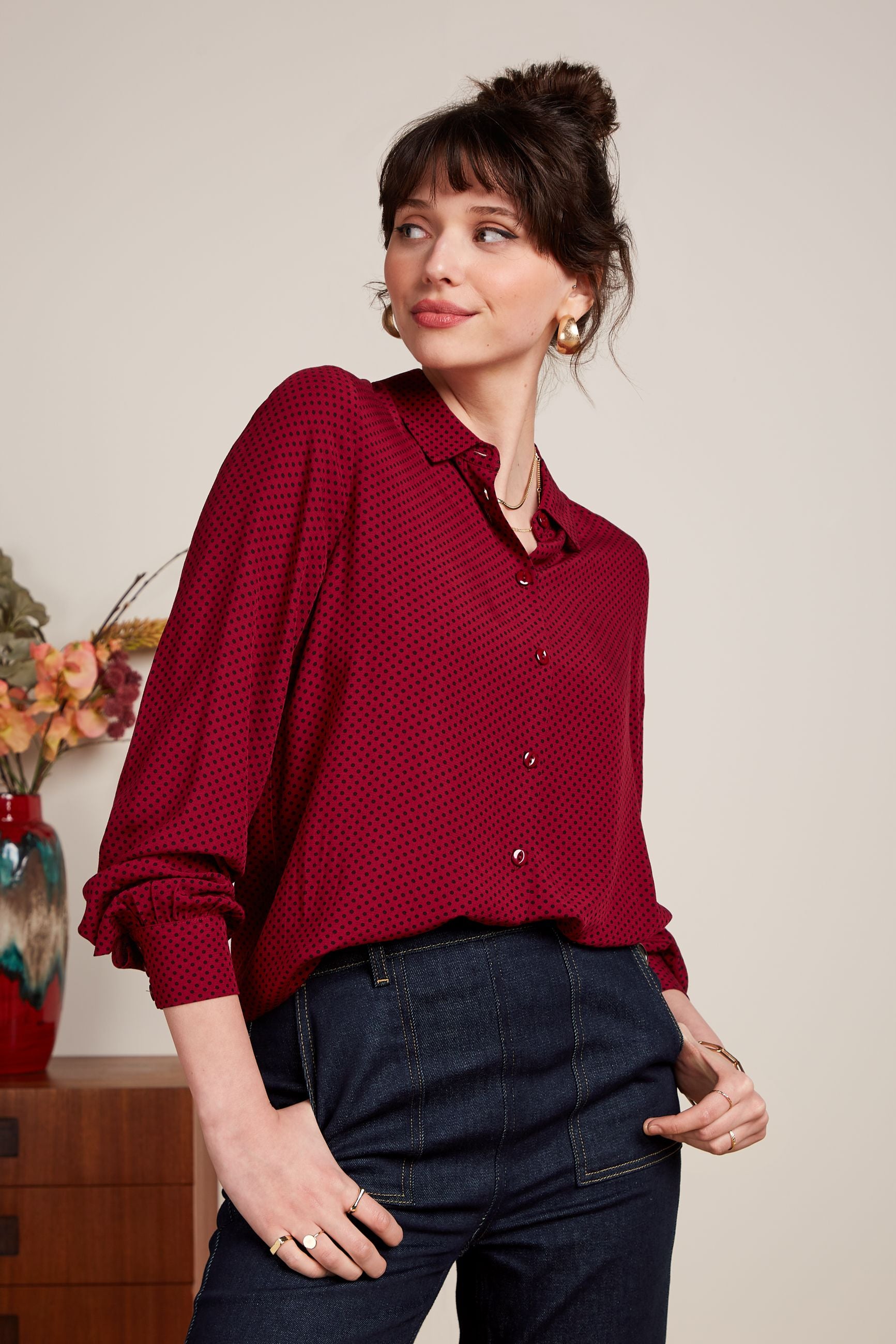 Maisie Blouse Piper - Cabernet Red