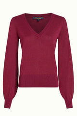 V Neck Bellsleeve Spiro - Wild Fuchsia