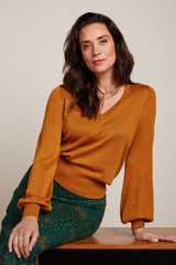 V Neck Bellsleeve Spiro - Maple Orange