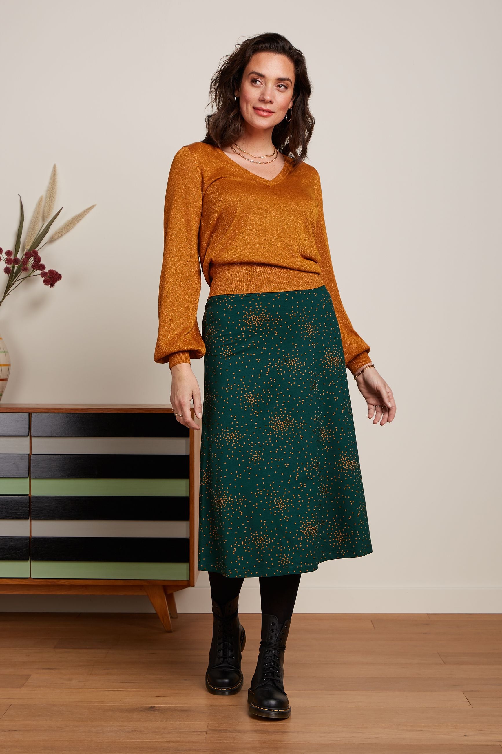 V Neck Bellsleeve Spiro - Maple Orange