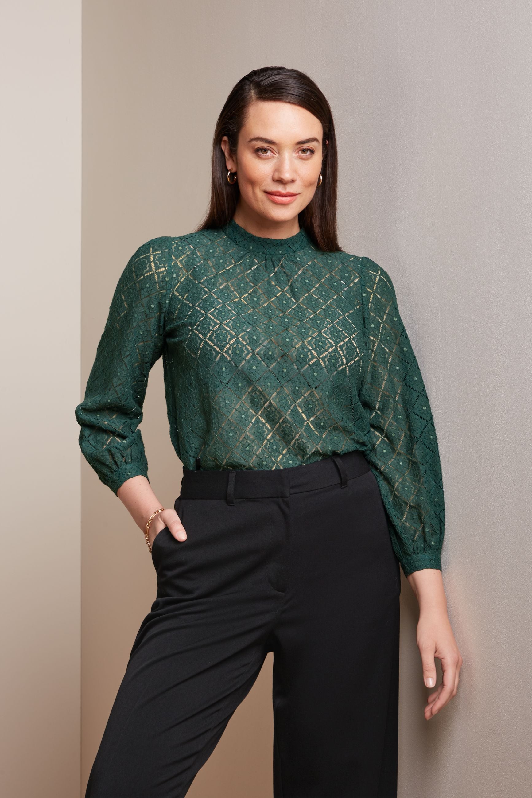 Phoebe Top Artiste Lace - Amazon Green