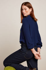 Maisie Blouse Dakota Embroidery - Evening Blue