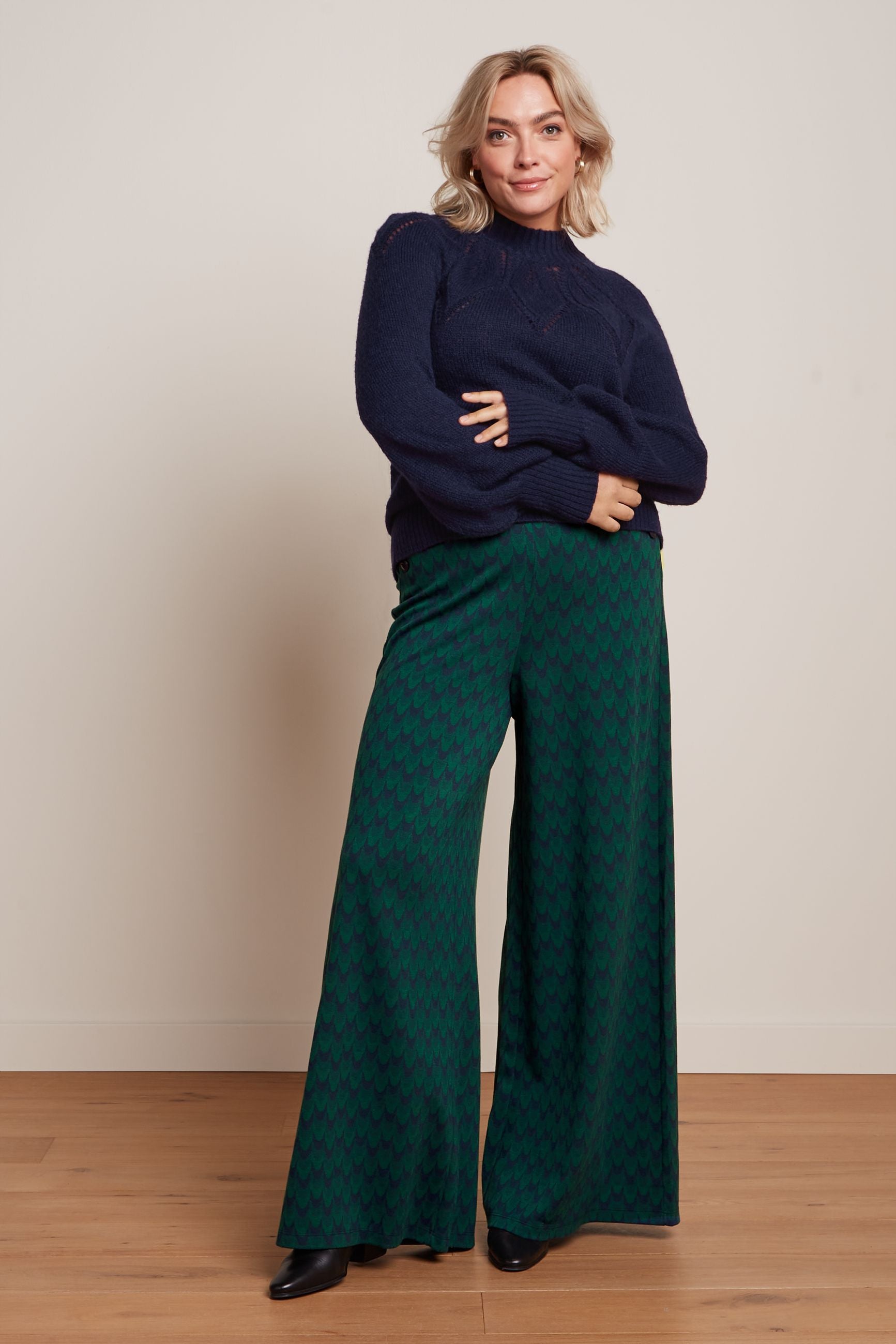 Pia Pants Duffy Jacquard - Evening Blue