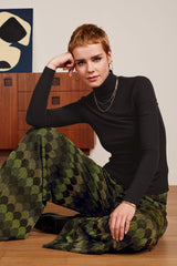 Border Palazzo Pants Diva Jacquard - Olive Green