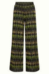 Border Palazzo Pants Diva Jacquard - Olive Green